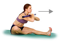 Seated Single-Leg Hamstring Stretch with TheraGearï¿½ Body Toning Bar